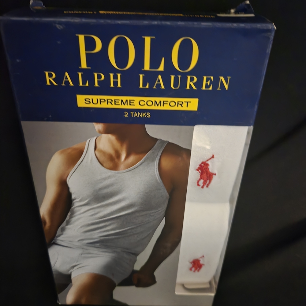 2 Pk White Polo Ralph Lauren Supreme Comfort Tanks